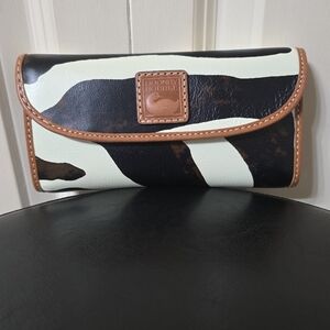 NEW Dooney Leather Zebra Print Continental Wallet